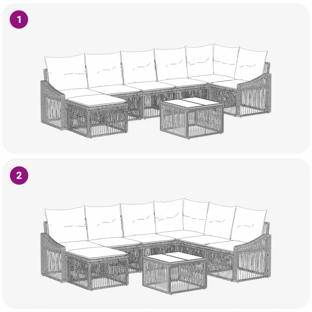 Set Divano da Giardino 8 pz Nero polyrattan 3436081