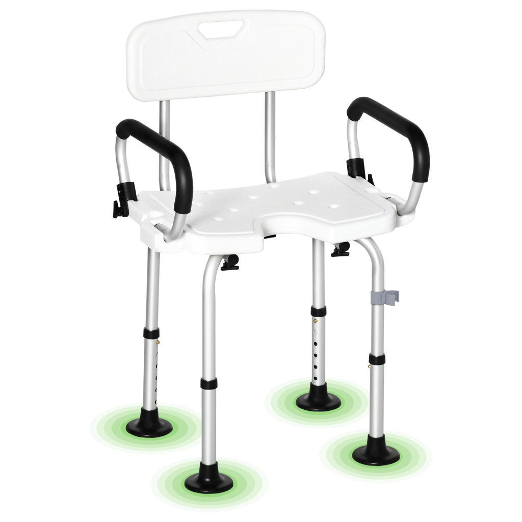 Sgabello da doccia regolabile con schienale e braccioli ¨C Minimal ¨C bianco 40x40x60 cm