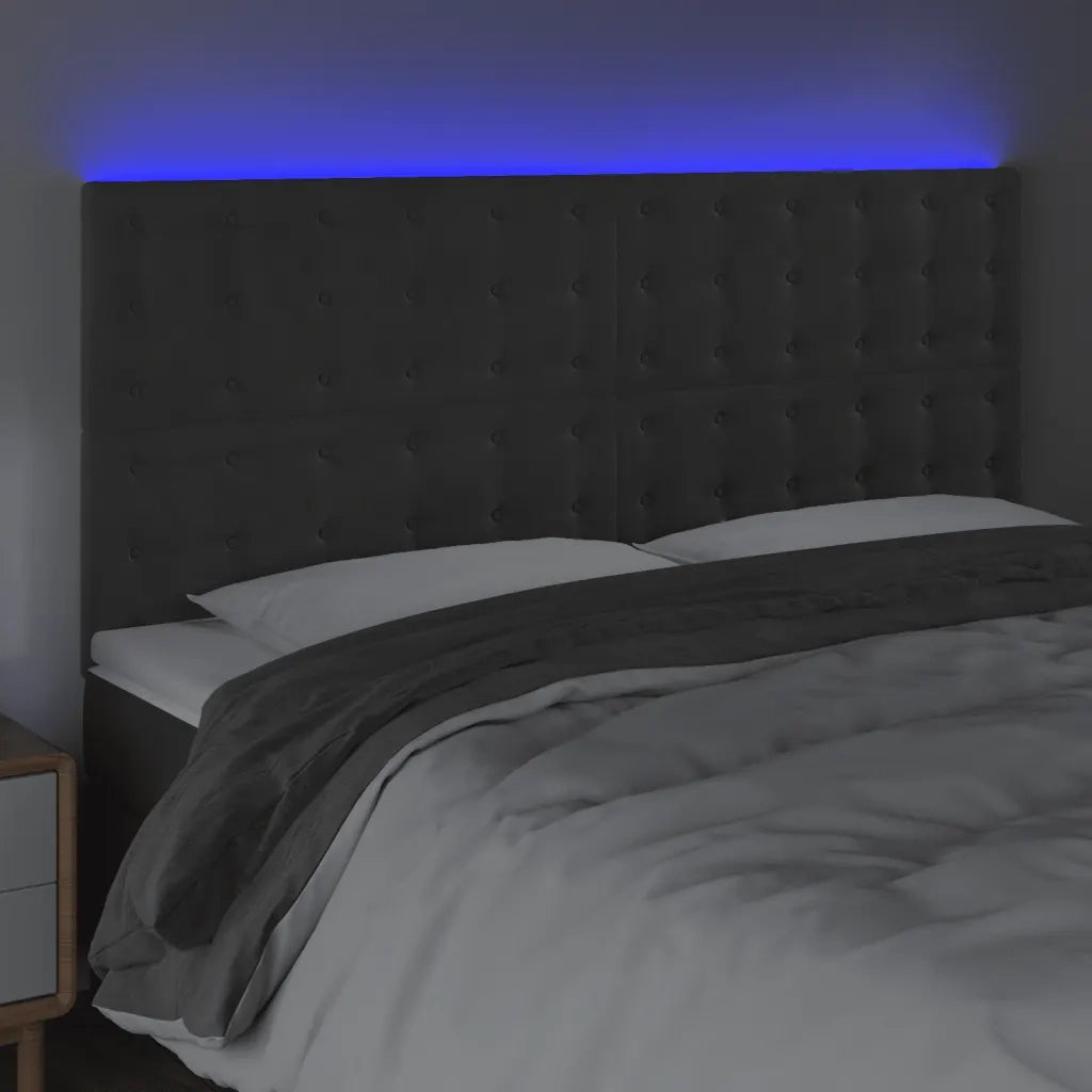 Testiera | Testata a LED GrigioScuro 200x5x118/128cm in Velluto