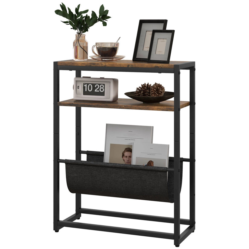 Tavolino da salotto rustico con ripiani a 3 livelli ¨C Minimal ¨C 43x18x56 cm marrone