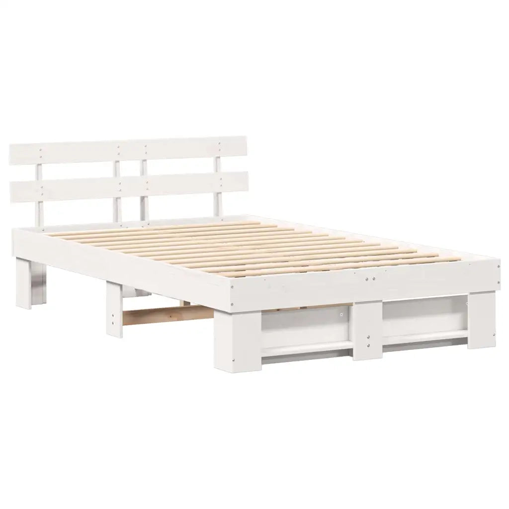 Letto matrimoniale | Letto per adulti | Struttura del letto Bianco 140 x 190 cm Pino massello