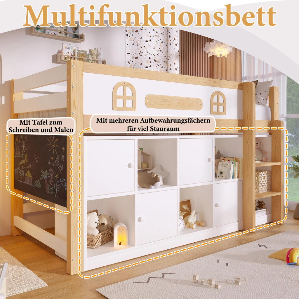 letto semialto mdf pino bianco naturale 90 x 200 cm