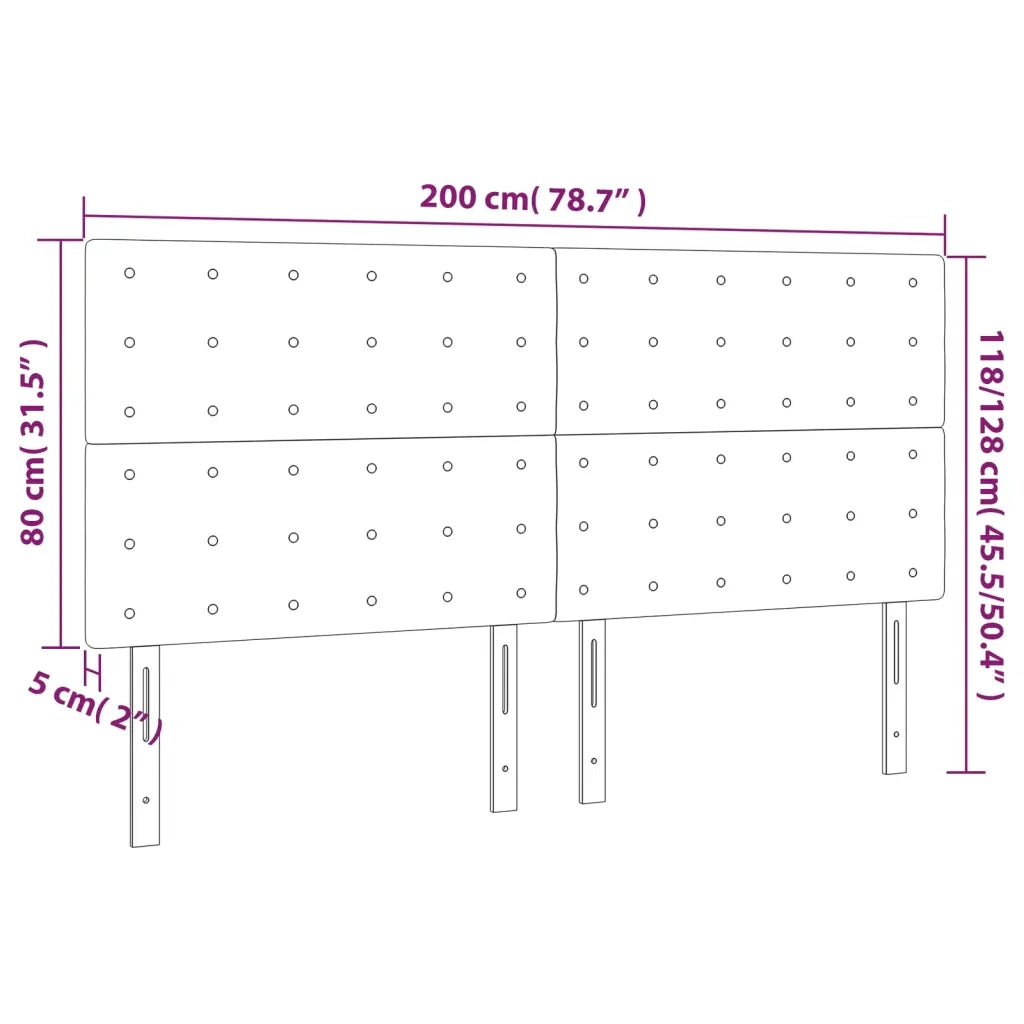 Testiera | Testata Grigio Scuro 200x5x118/128 cm Tessuto