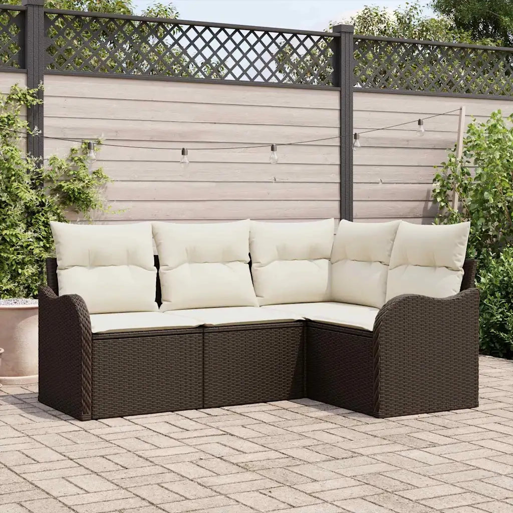 Set Divano da Giardino 4 pcs Marrone polyrattan