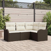 Set Divano da Giardino 4 pcs Marrone polyrattan