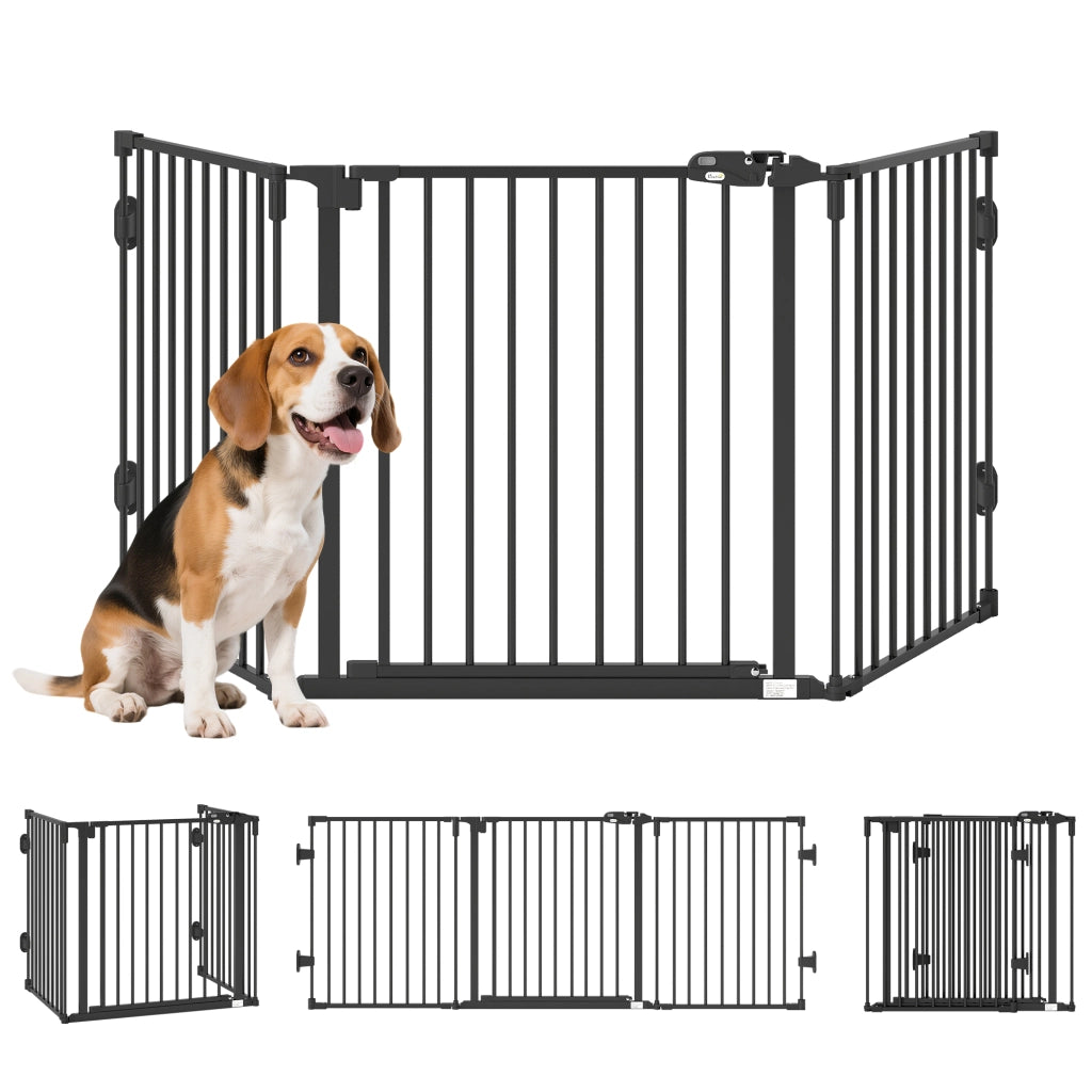 Cancello per Cani Pieghevole in Acciaio ¨C Minimal ¨C Nero 202.5x2x76cm