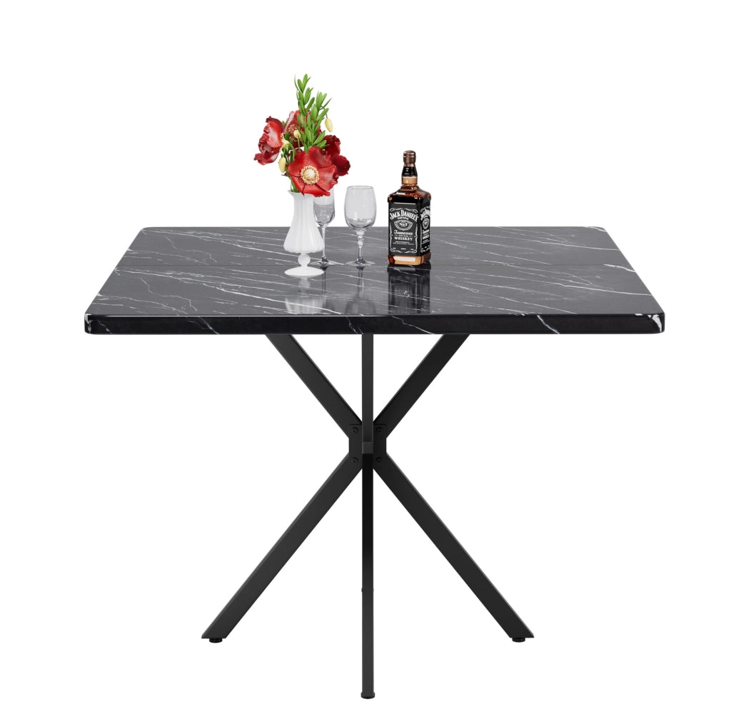 TAVOLO da pranzo quadrato 107,2x58,2x8,7 cm Nero in MDF e metallo