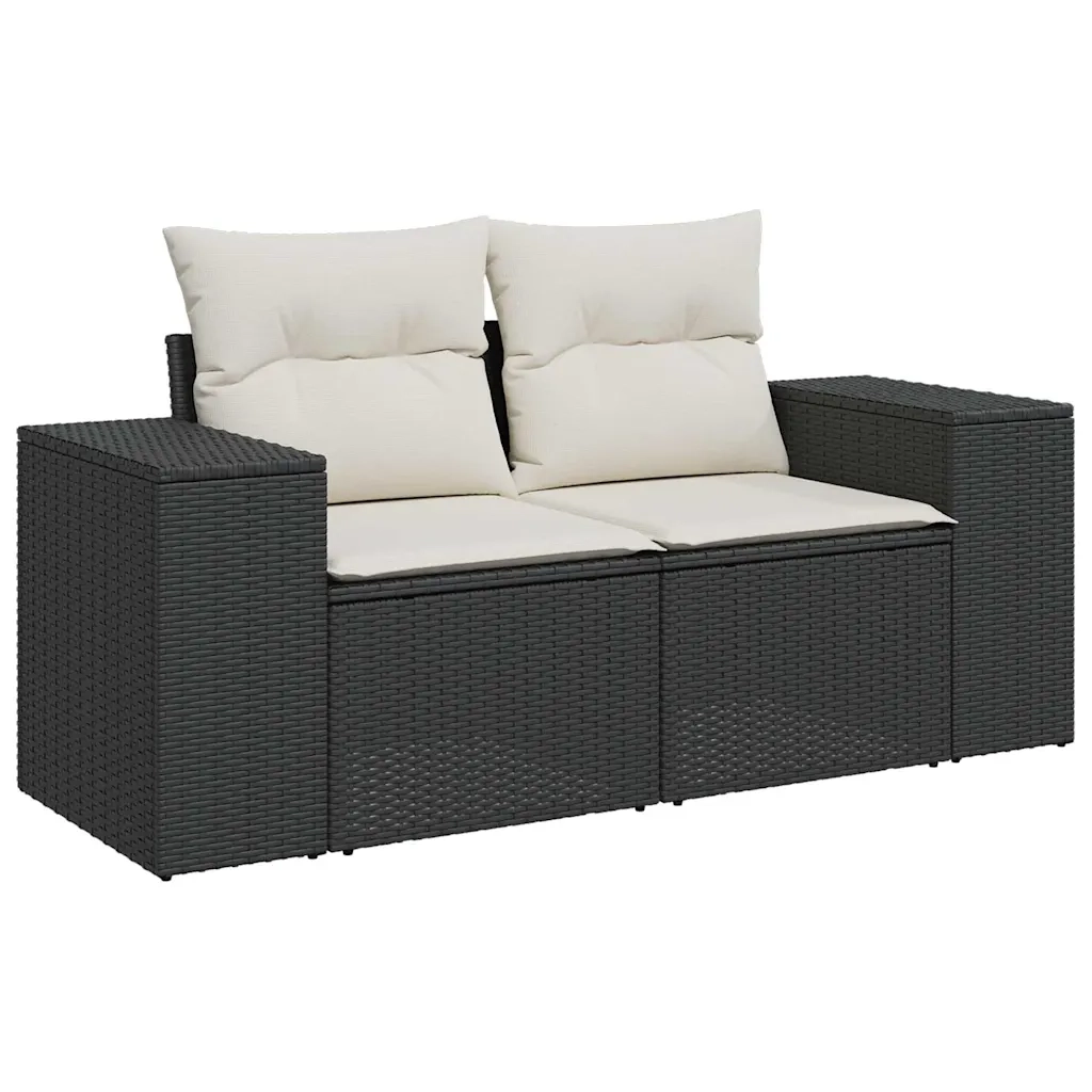 Set Divani da Giardino 9 pz con Cuscini Nero in Polyrattan 3327956