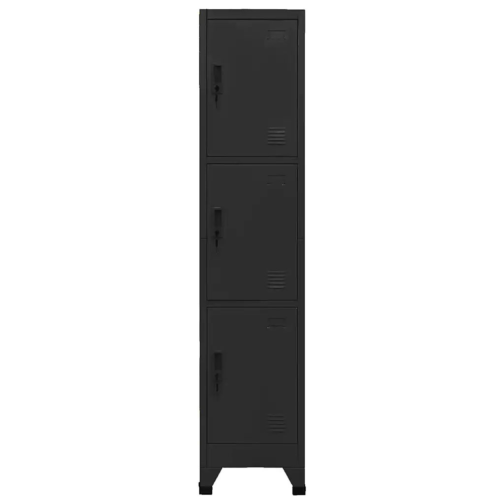 Armadio a schedario moderno 38 x 45 x 180 cm con ante con serratura in acciaio nero 02_0046997