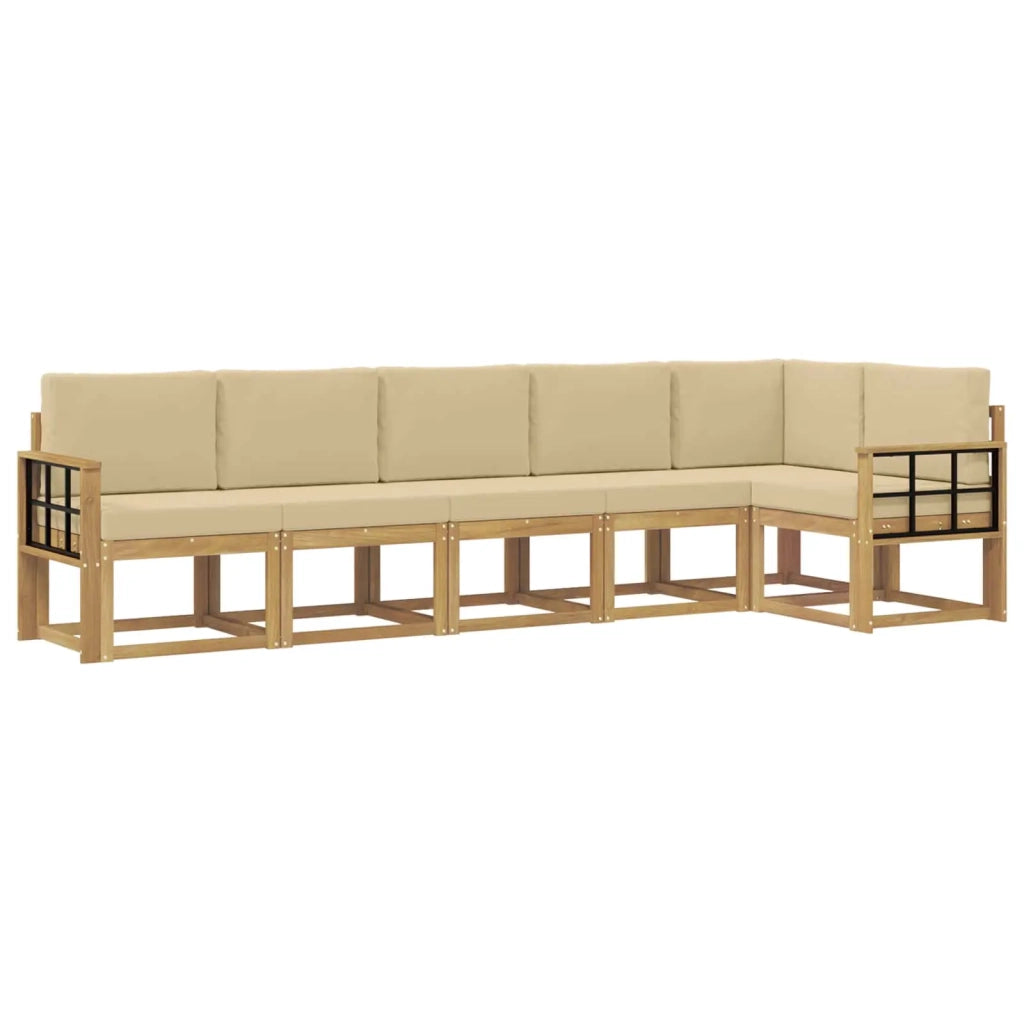 Set di divani da esterno 6 pz Bianco e Beige Poliestere 3387712