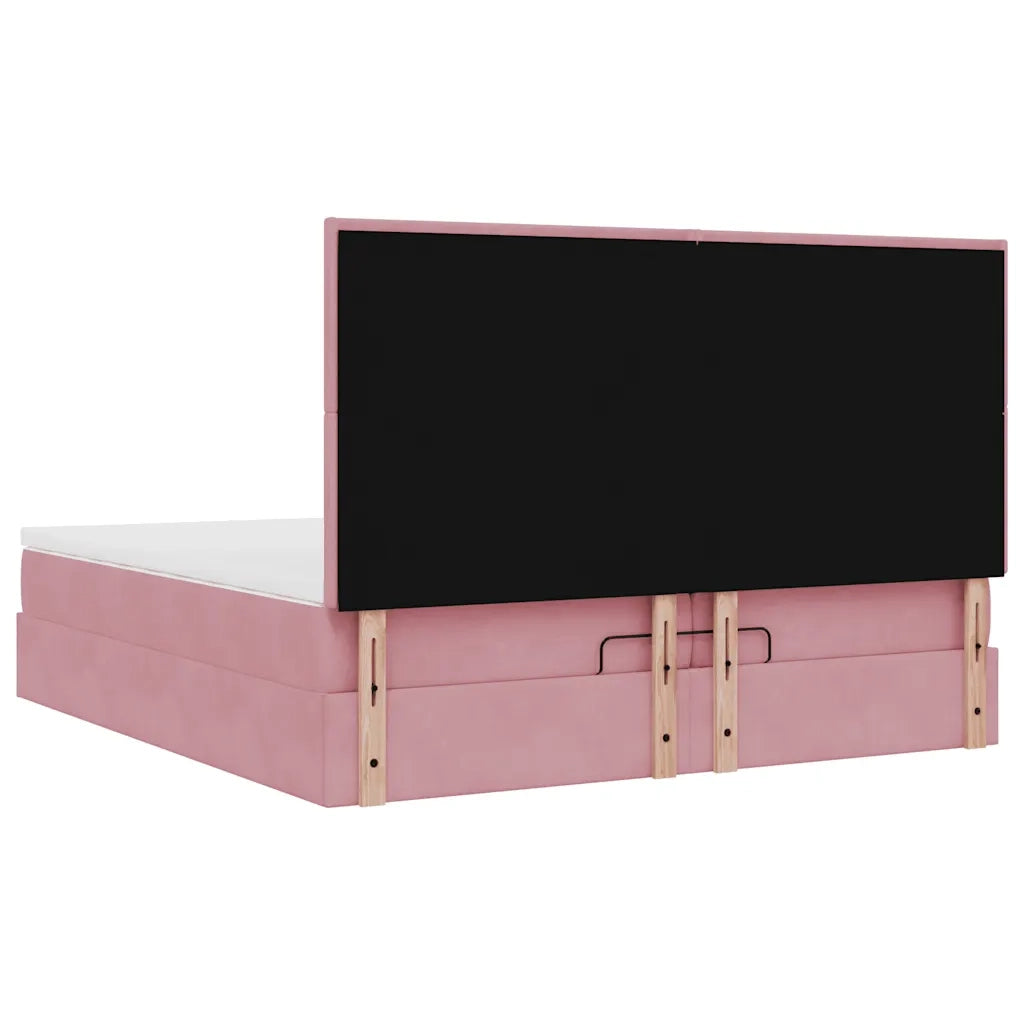 Struttura Letto Pouf con Materassi Rosa 200x200 cm Velluto 3314275
