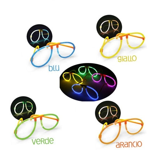 KIT 6 PEZZI OCCHIALI LUMINOSI STARLIGHT PARTY FLUO CONCERTI FESTE FLUORESCENTE