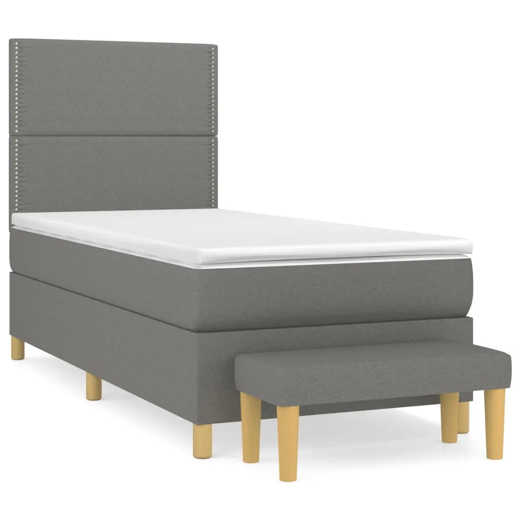 Giroletto a Molle con Materasso Grigio Scuro 100x200 cm Tessuto 3137054