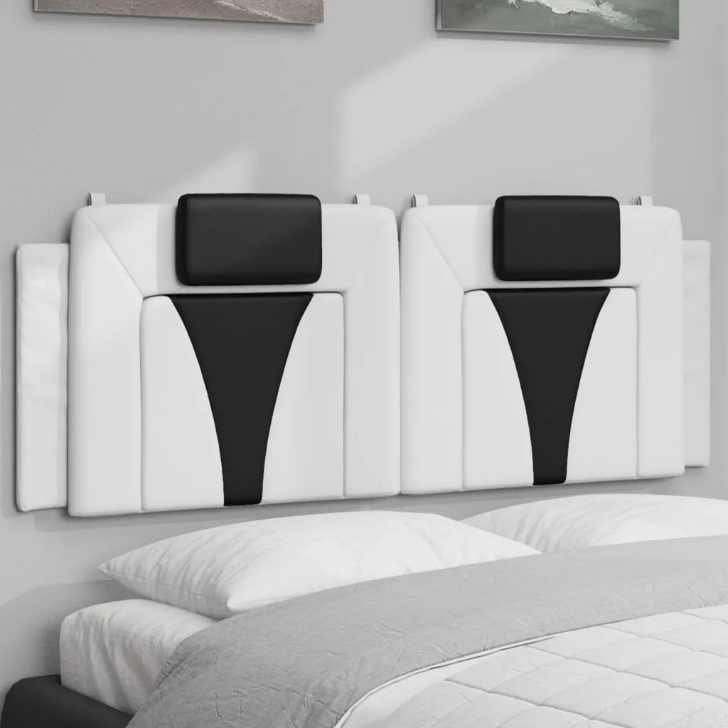 Coussin de tête de lit Viana blanc et noir 140 cm similicuir