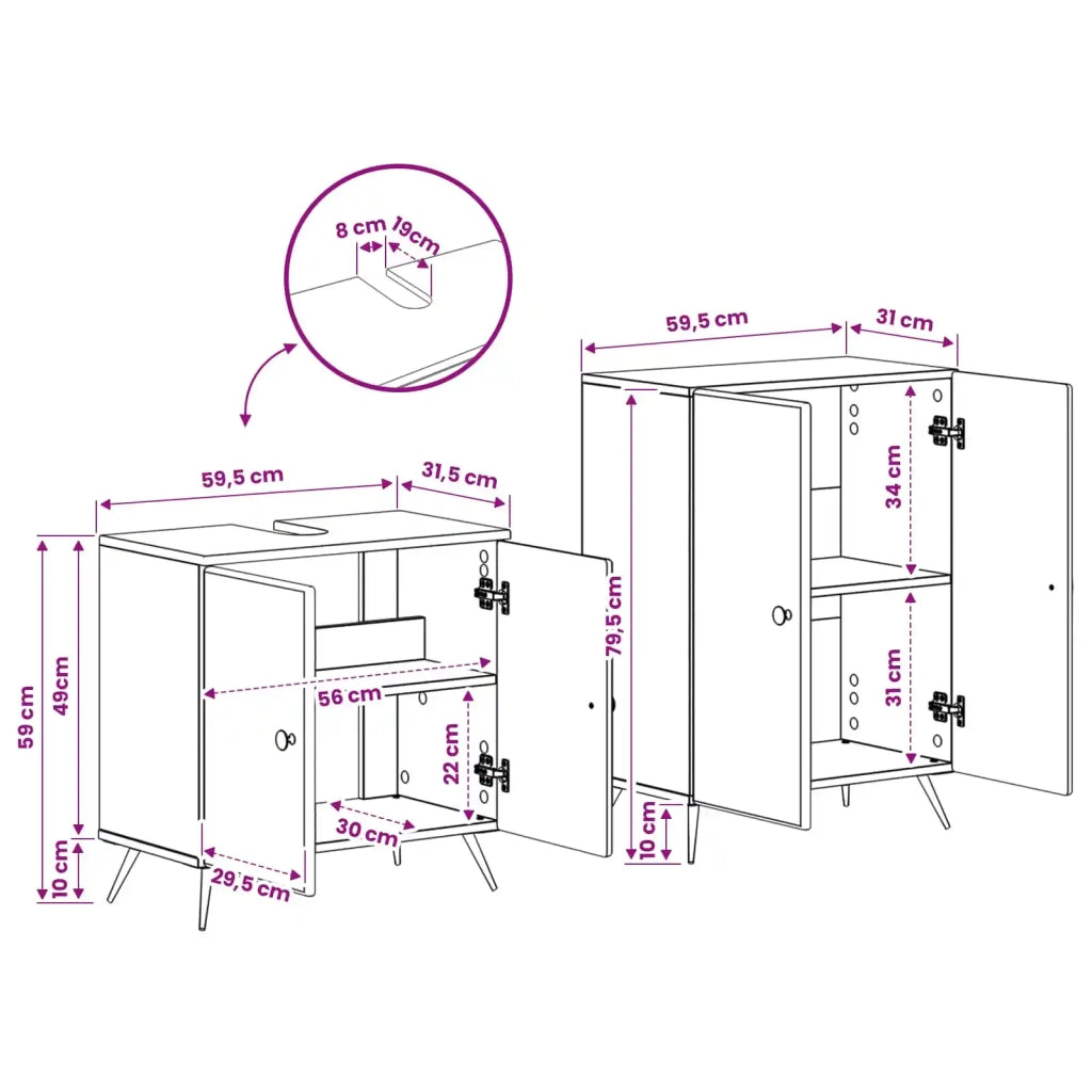 Set di Armadi da Bagno da 2 Pezzi BREDA Nero 3417640