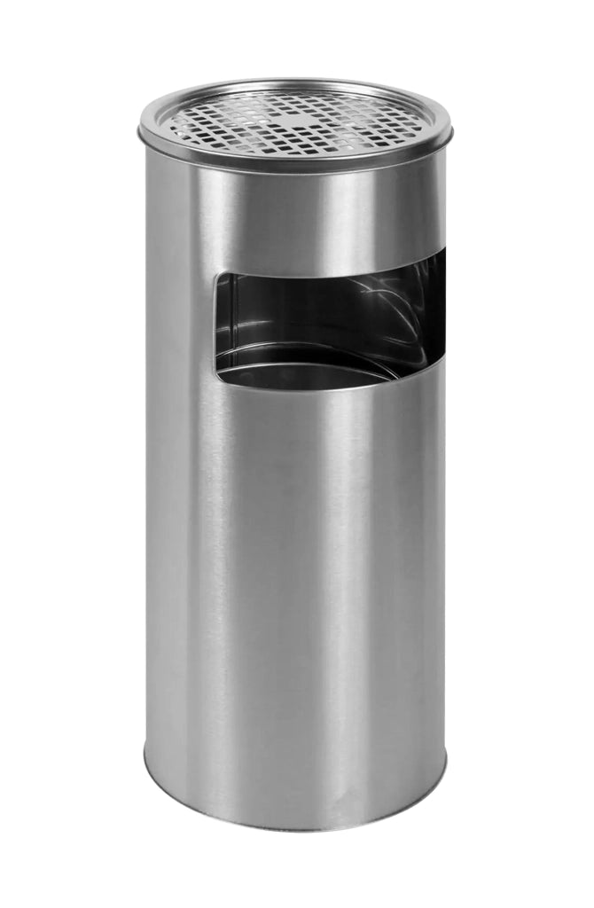 Posacenere 2 In 1 Da Terra In Acciaio Inox Per Esterno Con Gettacarte Rotondo O Rettangolare Con Secchio Cestino Professionale Gettacarte Spazzatura Casa Ufficio Bar Ristoranti Pattumiera Sigarette - Mod1Grigio