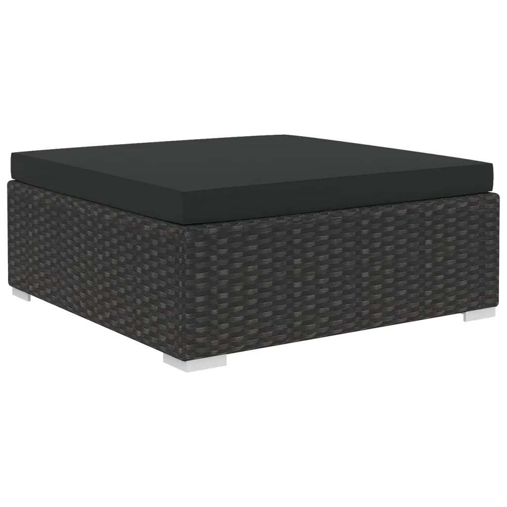 Set Divani da Giardino 11 pz con Cuscini in Polyrattan Nero 48322