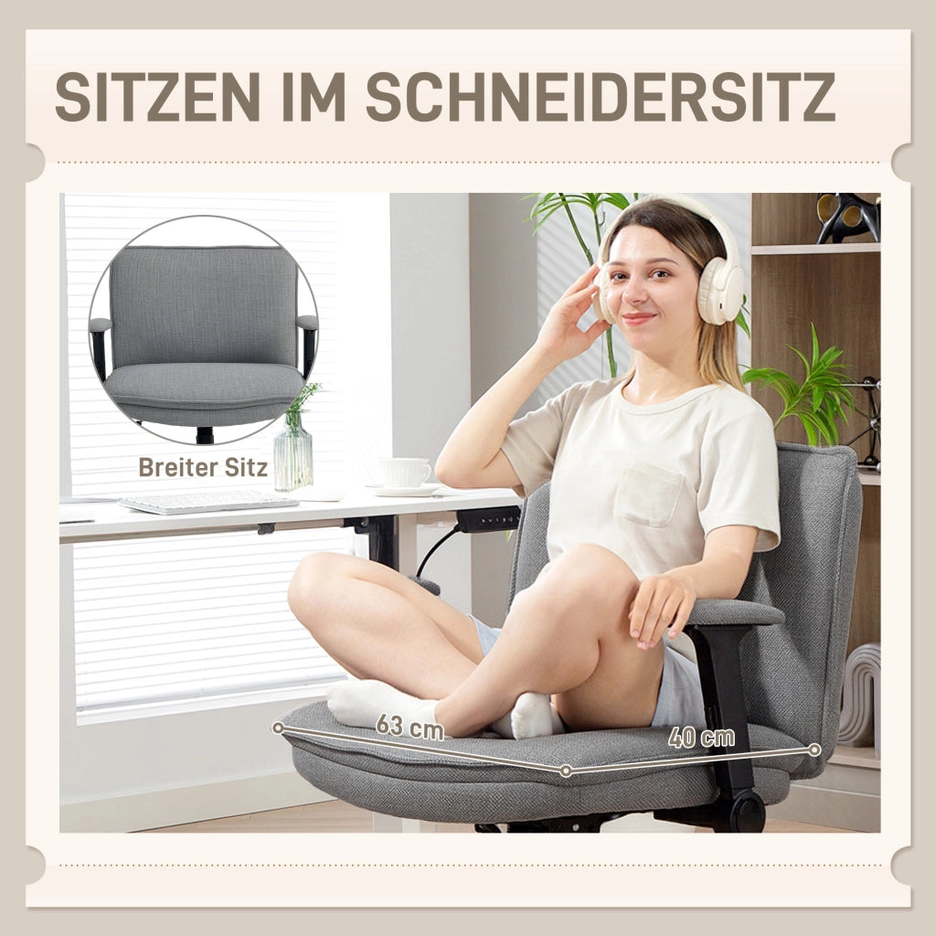 Sedia da ufficio con braccioli ribaltabili ¨C zephmum ¨C Grigio, Tessuto, Metallo