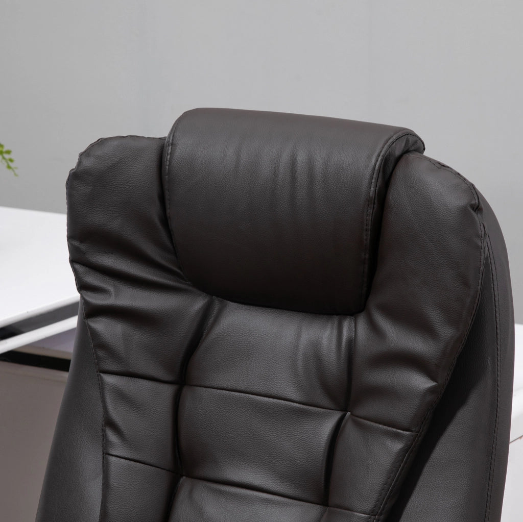 Poltrona da ufficio massaggiante 62x68x121 cm in similpelle marrone riscaldata