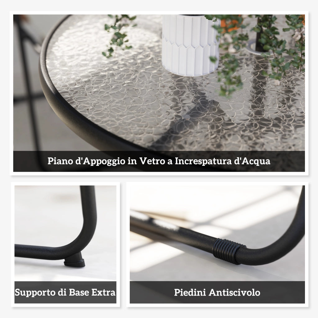 Set da Giardino 6 Pezzi ¨C Minimal ¨C Grigio e Nero con Sedie Pieghevoli