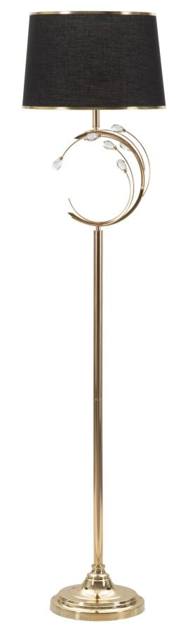 Lampada da Terra Bruxelles Ø38x160 cm in Ferro e Vetro e Tessuto Nero e Oro
