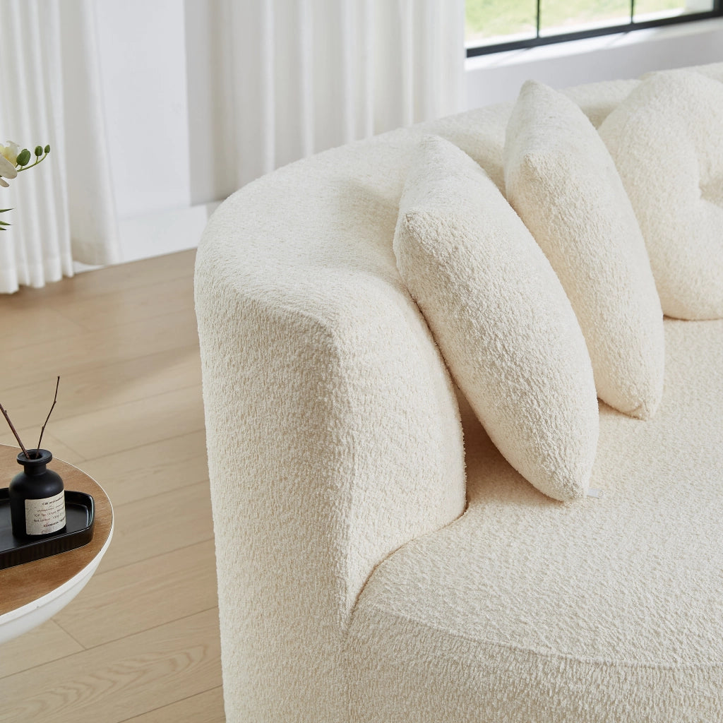 Divano modulare 2 pezzi - con schienale continuo e 6 cuscini - in chenille beige
