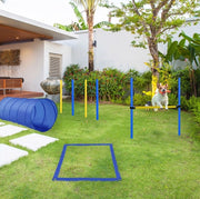 SET AGILITY per cane con tunnel, ostacoli e slalom, giallo, poliestere