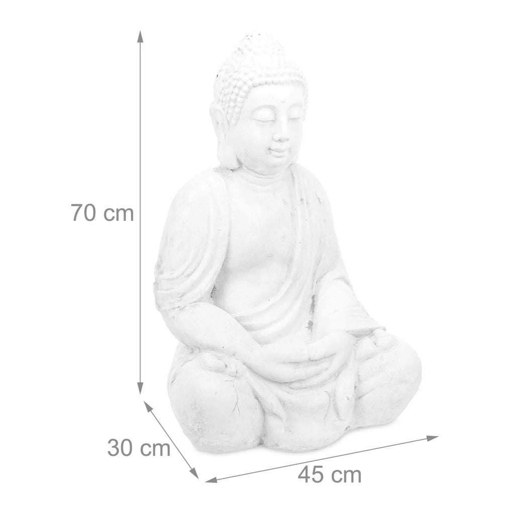 Statua di Buddha in meditazione 70 x 40 x 30 cm decorazione zen spazio esterno finitura opaca in poliresina bianca 13_0011535