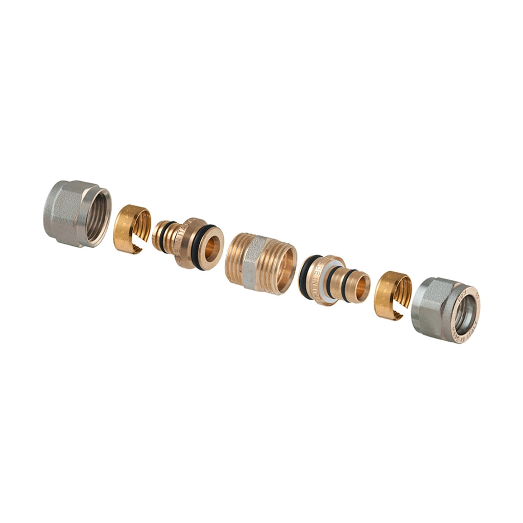 RACCORDO DIRITTO DOPPIO A COMPRESSIONE P/MULTISTRATO 2 PZ ASSEMBLATO- 3/4-20(2,00) x 3/4 -20(2,00)- TDMB- pezzi 1