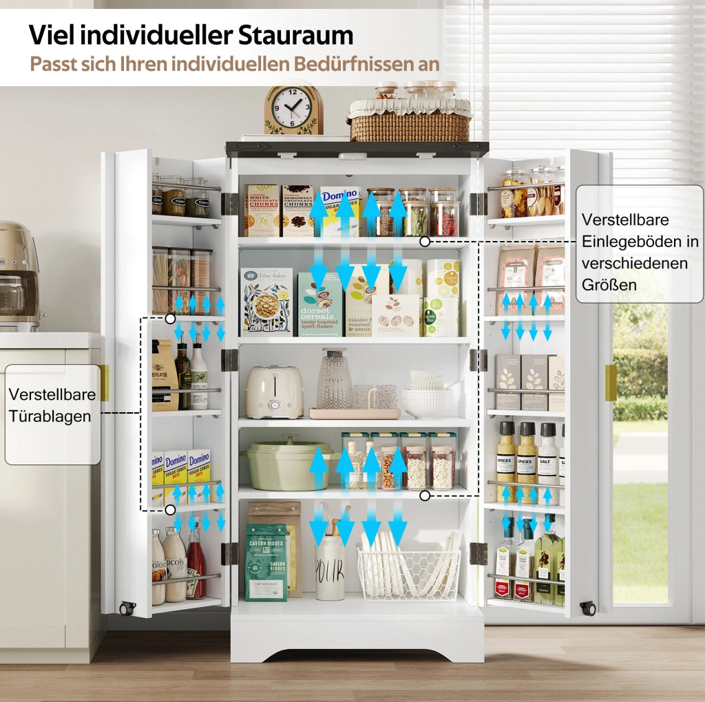 Armadio alto da cucina con luce LED a sensore, bianco