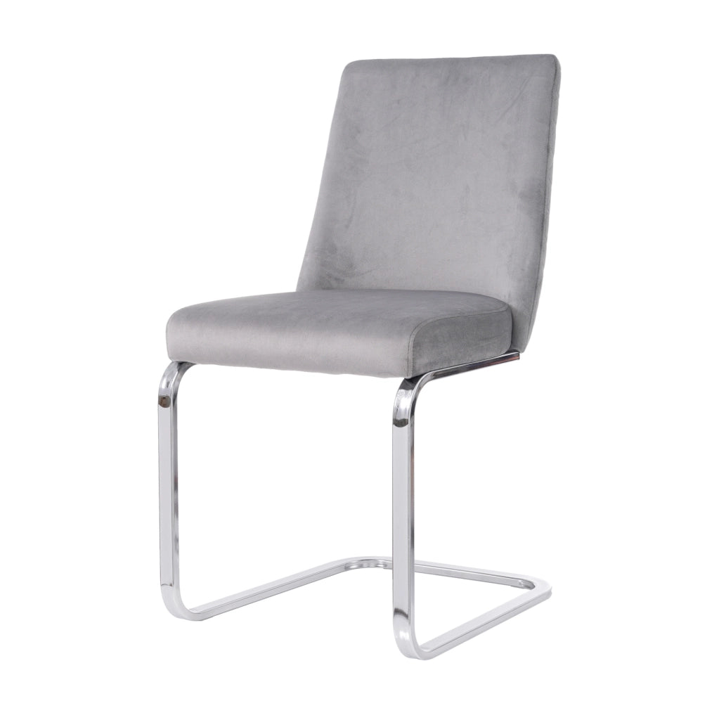 SEDIA DA PRANZO IN VELLUTO SET DA 4 PEZZI GRIGIO E ARGENTO