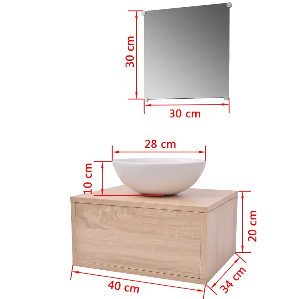 Mobili da Bagno con Lavabo Set 3 pz Beige 272226