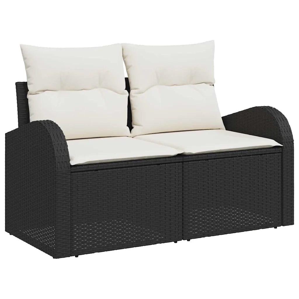 Set Divano da Giardino con cuscino 8 pcs Nero e Crema
