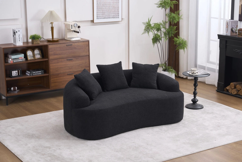 DIVANO 2 Posti in Chenille Nero