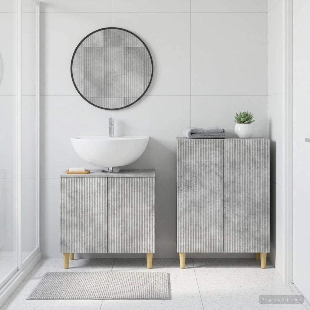 Set di Armadi da Bagno da 2 Pezzi ARNHEM Grigio Cemento 3417606