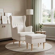 Poltrona con Ottomano 2 pz Crema Bouclé 3418834