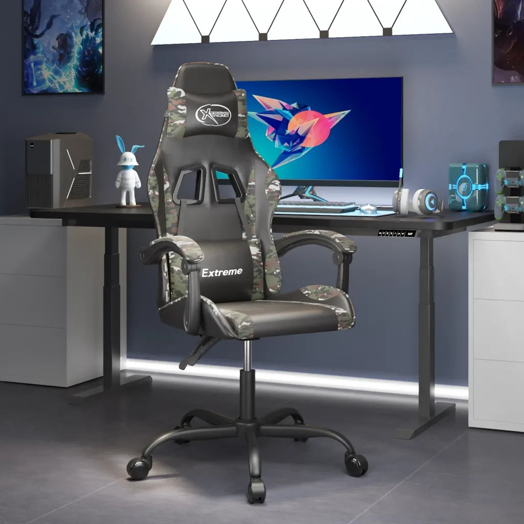Sedia da Gaming Nero e Mimetico in Similpelle 3143877