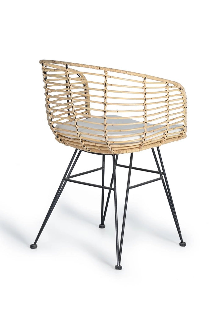 Set 2 sedie in rattan e metallo
