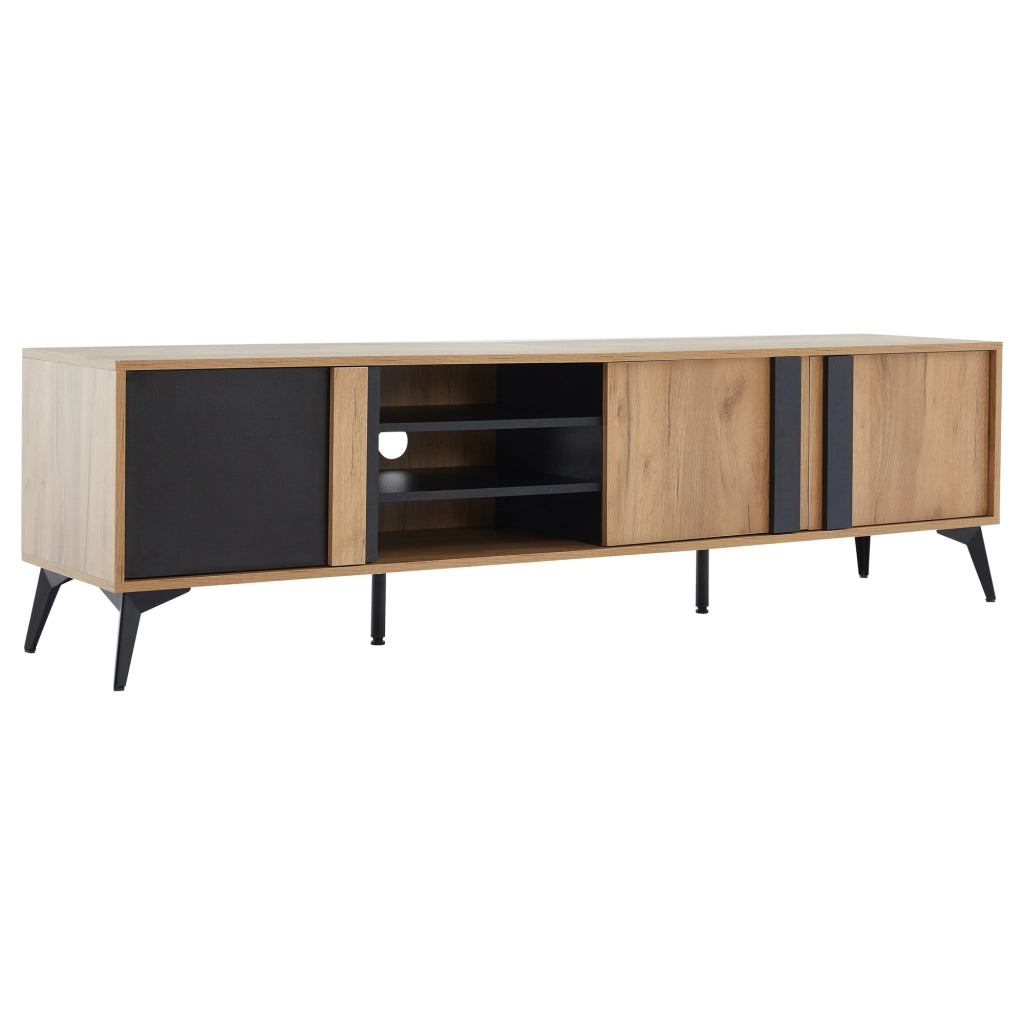 Mobile TV rustico 180 cm marrone e nero