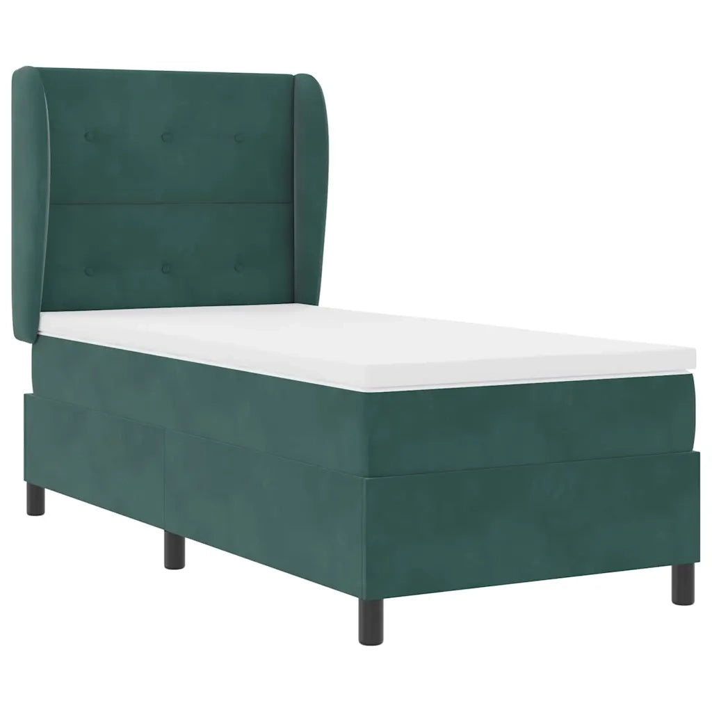 Letto a molle con materasso Verde Scuro 190 x 90 cm Velluto 3340907
