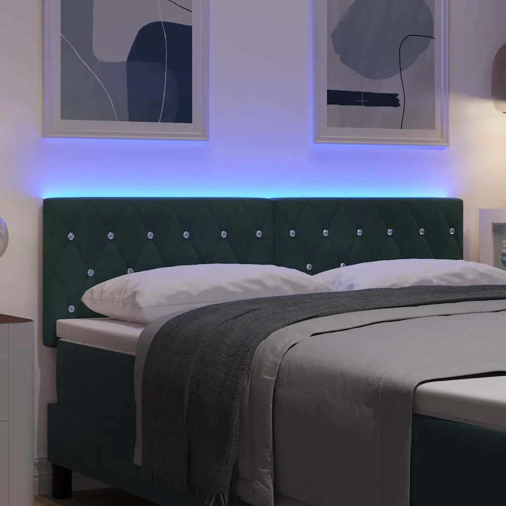 Testiera | Testata LED con strisce LED Verde Scuro 144 cm Velluto