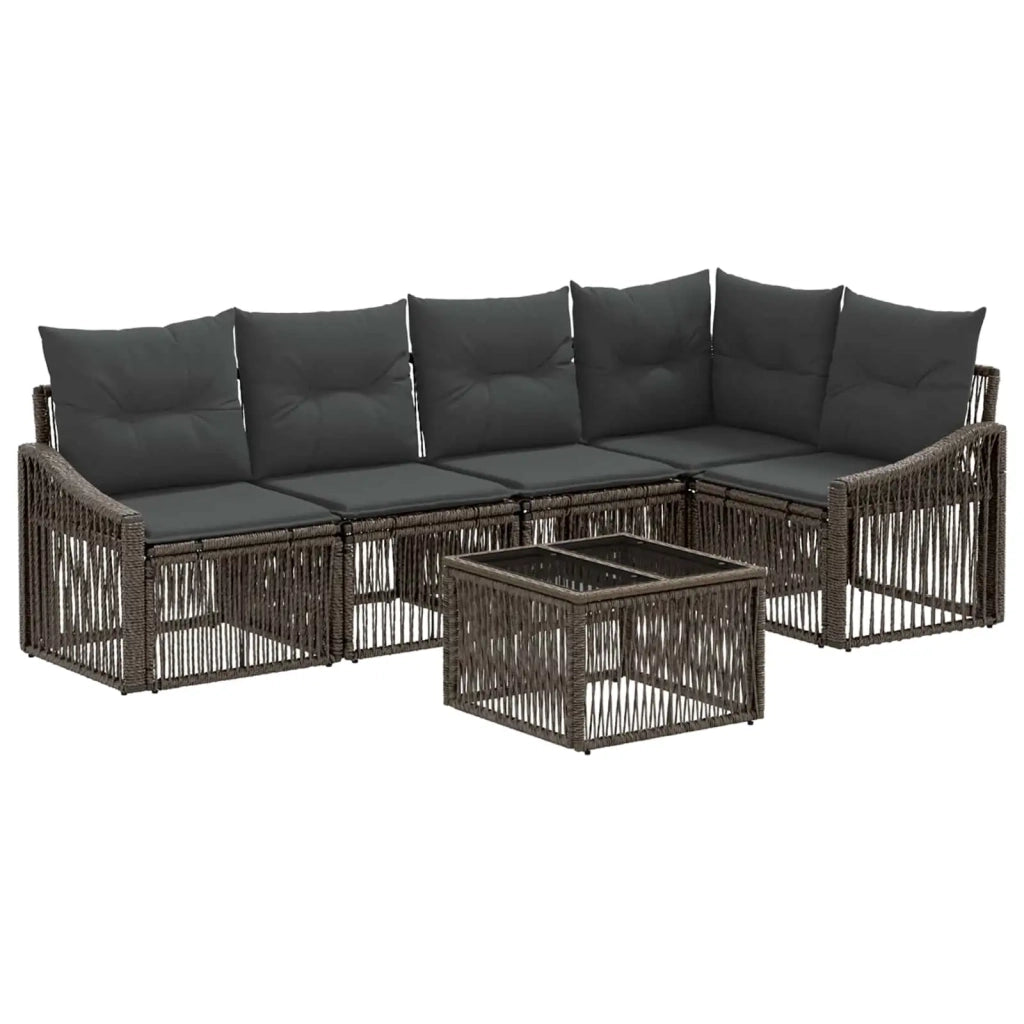 Set Divano da Giardino 6 pz Grigio polyrattan 3436007