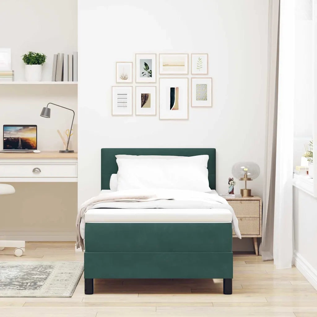 Letto a Sorgente LED con led Verde Scuro 100 x 200 cm Velluto