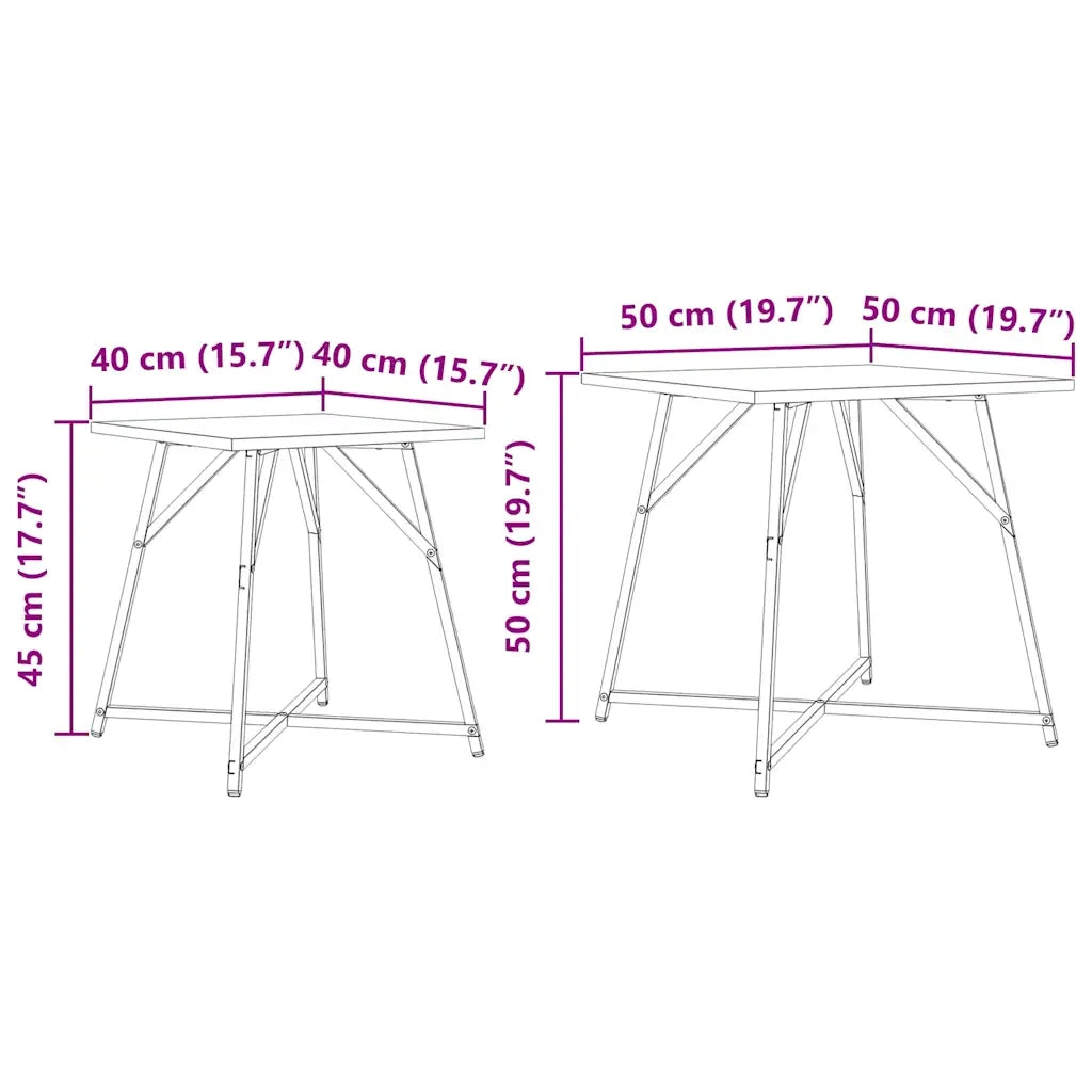 Set tavolini 2 pz | Tavolo laterale Legno Antico e Nero
