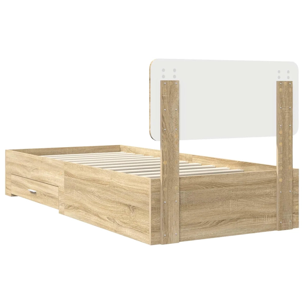 Letto singolo | Letto per adulti | Struttura del letto Rovere Sonoma 75 x 190 cm Legno multistrato