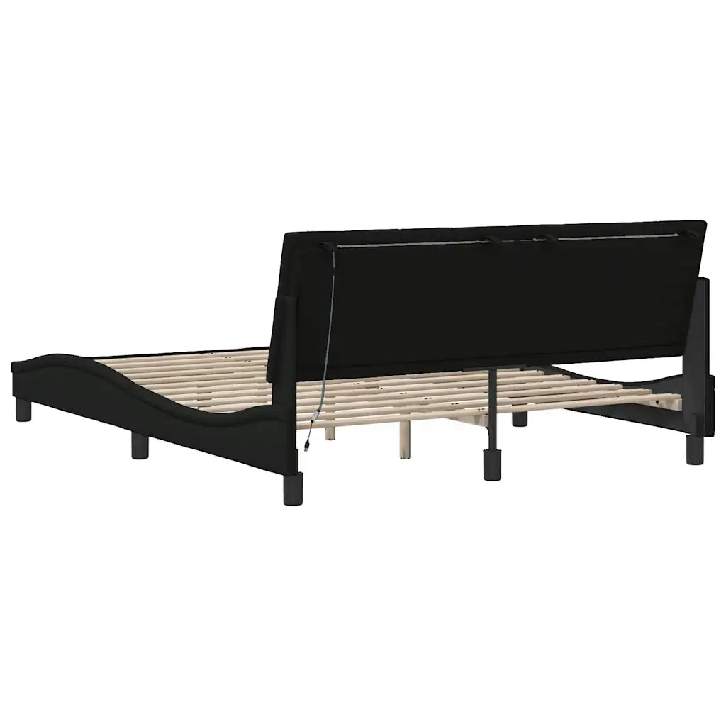 Letto matrimoniale | Letto per adulti | Giroletto senza Materasso Hanko Nero 160x200 cm in Tessuto