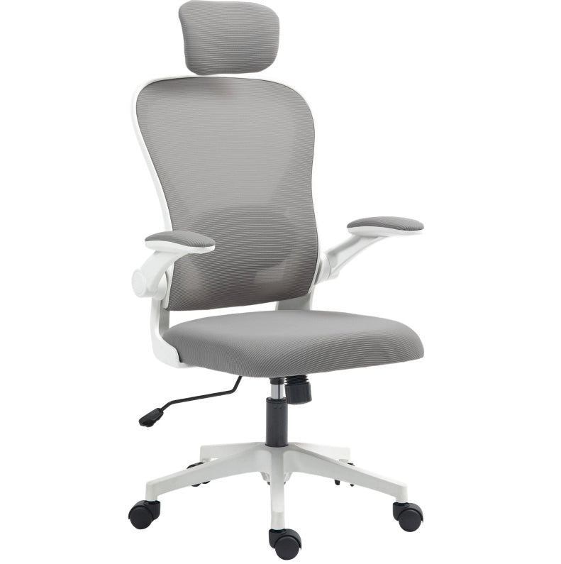 Sedia da ufficio ergonomica grigia – braccioli sollevabili, supporto lombare