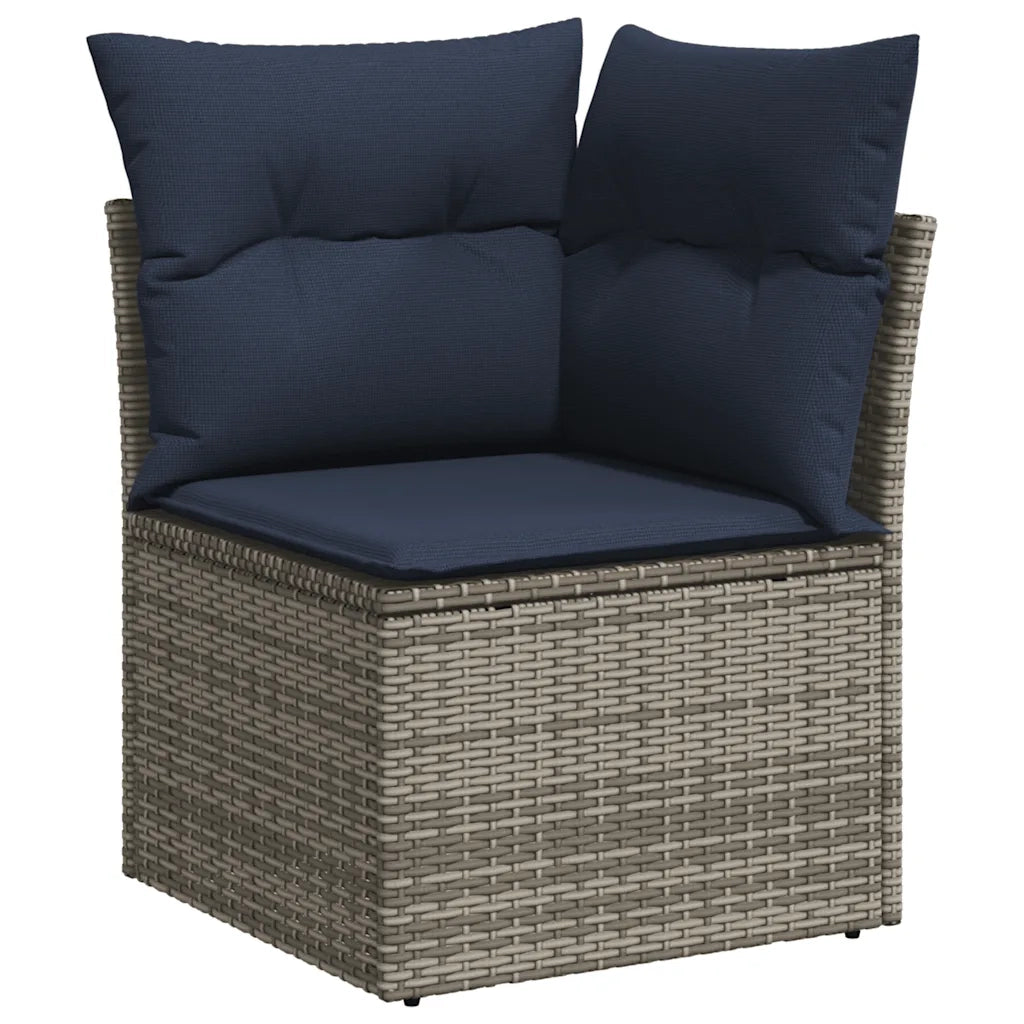 Set Divani da Giardino 11 pz con Cuscini Grigio in Polyrattan 3274584