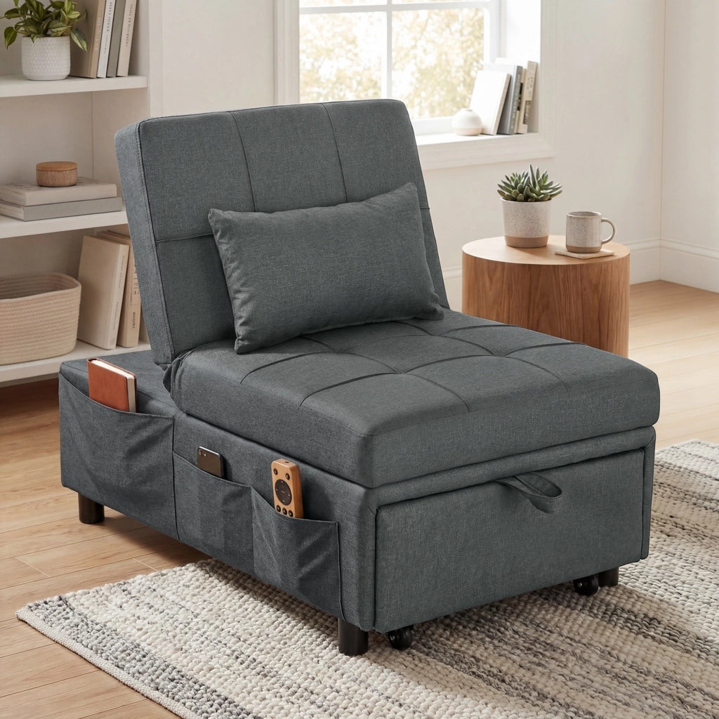Poltrona letto regolabile con cuscino ¨C zephmum ¨C grigio