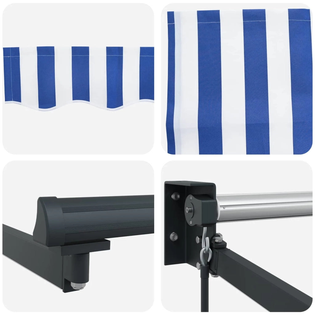 Tenda retrattile manuale con LED Blu, Bianco, Antracite 4 x 2 m 3419398